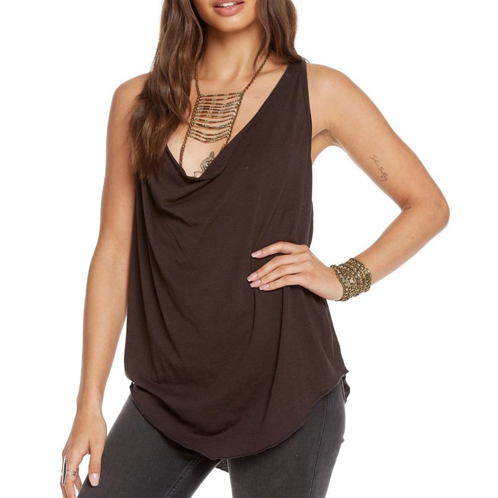 Chaser Vintage Jersey Cowl  Neck Racerback Tank